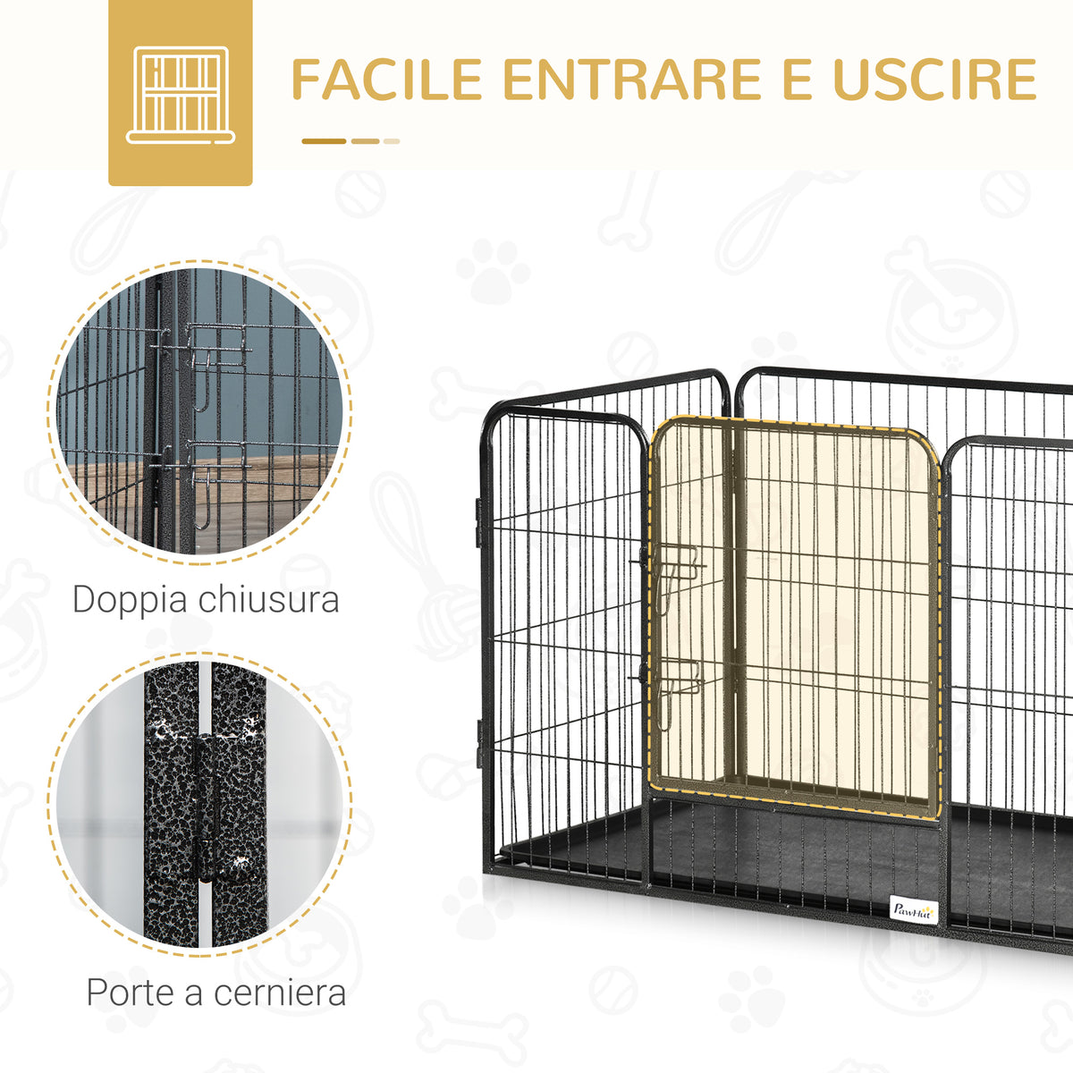 Box per Cani in Metallo con Porta e Vassoio sul Fondo, 109x74x71cm, Grigio