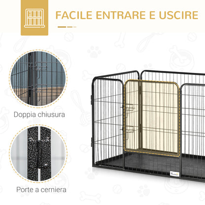 Box per Cani in Metallo con Porta e Vassoio sul Fondo, 109x74x71cm, Grigio