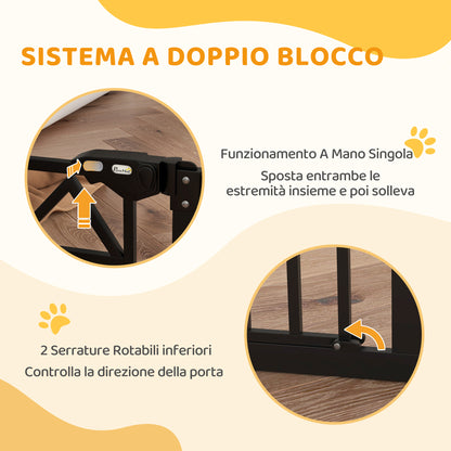Cancelletto per Cani con 4 Viti Regolabili e Nastro Adesivo, in Metallo e Plastica, 74-100x76 cm, Nero