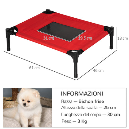 Cuccia Estiva Brandina per Cani fino a 11.3kg da Esterno e Interno, 61x46x18 cm, Rosso