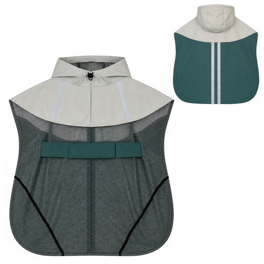 Impermeabile per Cani con Cappuccio, Foro per Guinzaglio e Strisce Riflettenti, per Cani di Taglia Grande, Verde