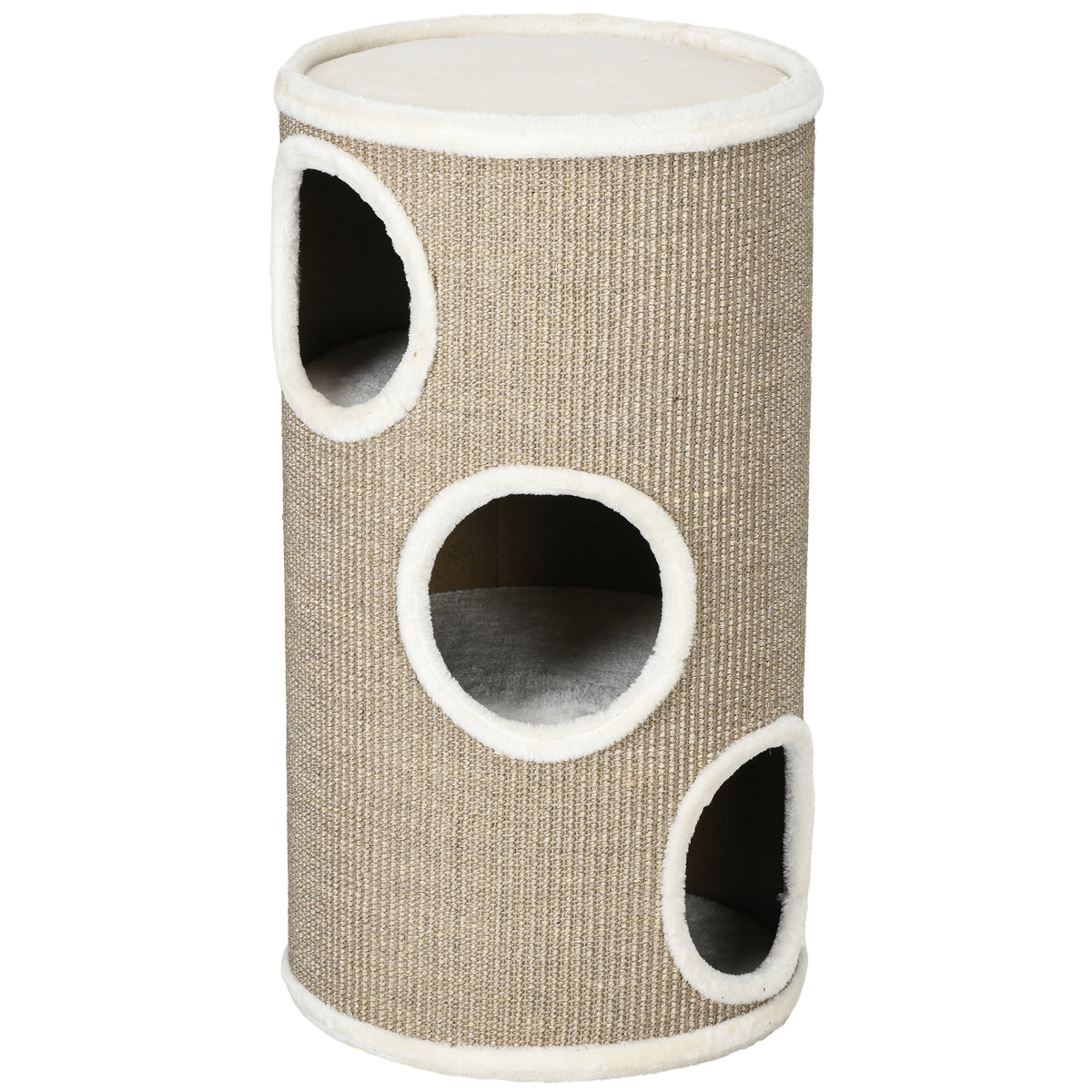 Cuccia per Gatti a 3 Livelli con Tiragraffi in Sisal e Peluche, 38x70cm, Marrone