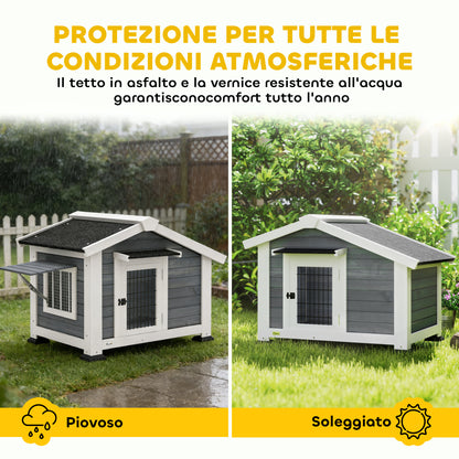 Cuccia per Cani Casetta per Cani da Esterno in Legno, 98x76x69.5cm