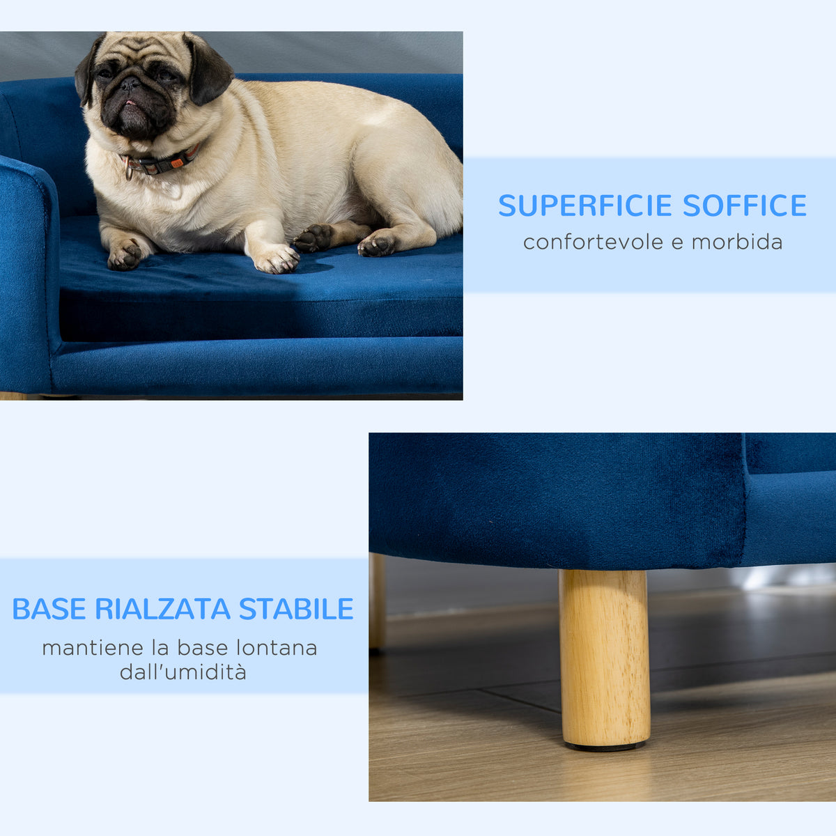 Cuccia per Cani da Interni, Divano per Gatti o Cani di Taglia Piccola Max. 10kg, Blu