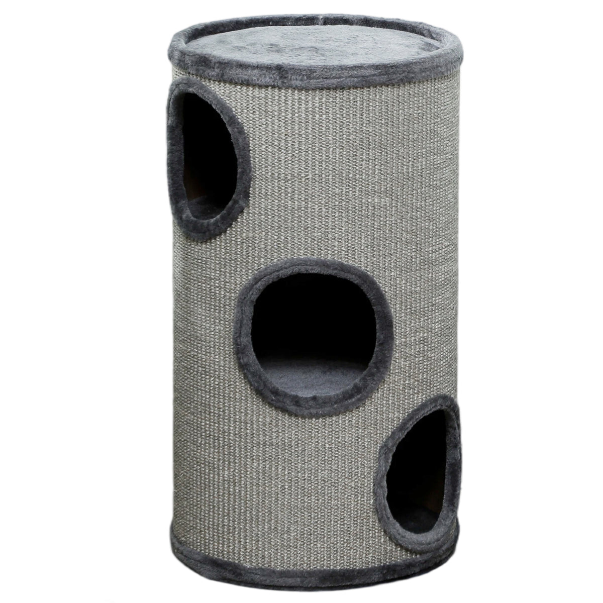 Cuccia per Gatti a 3 Livelli con Tiragraffi in Sisal e Peluche, 38x70cm, Grigio