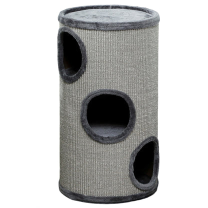 Cuccia per Gatti a 3 Livelli con Tiragraffi in Sisal e Peluche, 38x70cm, Grigio