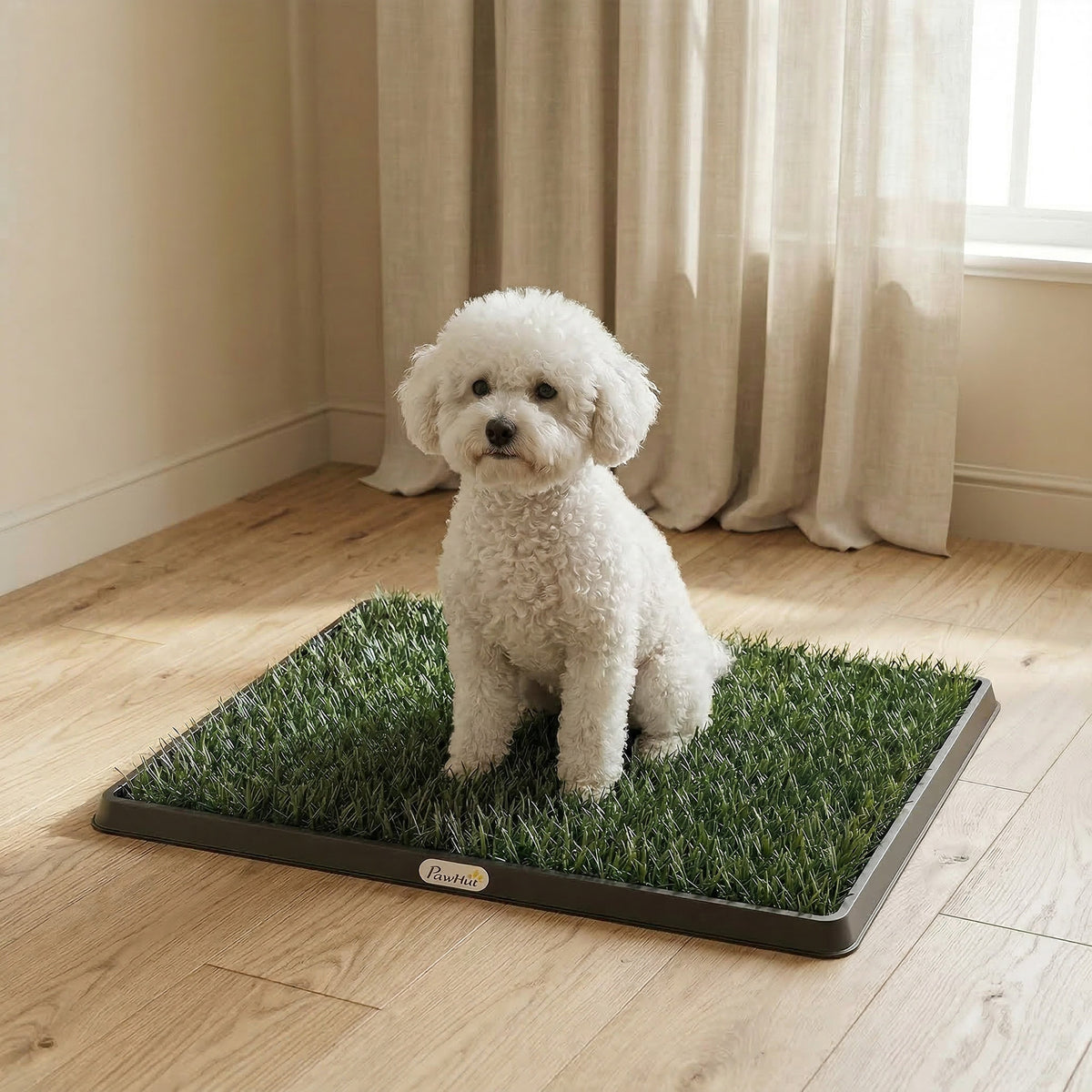 tappetino per cani con vassoio ed erba artificiale, 63 x 50,5 cm, verde