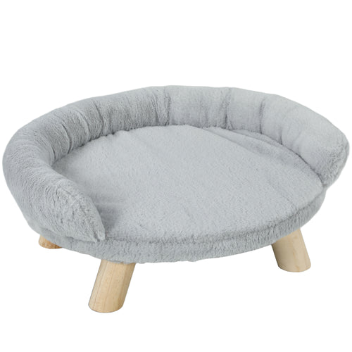 Cuccia Divanetto per Cani e Gatti Sfoderabile in Peluche con Schienale, 47x40x20 cm, Grigio
