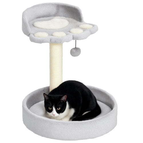 Tiragraffi per Gatti con Lettini, Corda in Juta e Peluche, 41x41x44 cm, Grigio Chiaro