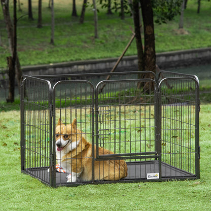 Box per Cani in Metallo con Porta e Vassoio sul Fondo, 109x74x71cm, Grigio