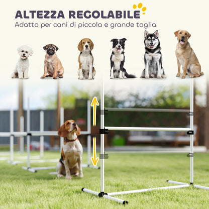 Set di 4 Ostacoli Agility Dog per Addestramento Cani ad Altezza Regolabile con Borsa da Trasporto Inclusa, 99x65x94cm, Bianco