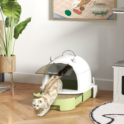 Lettiera per Gatti Chiusa con Vassoio Estraibile, Paletta e Filtro ai Carboni Attivi, Multicolore