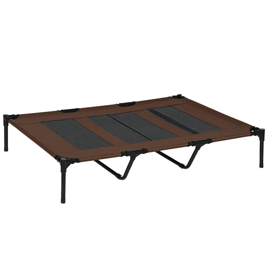 Lettino per Cani di Taglia Grande Fino a 50kg, Metallo e Tessuto Oxford, 122x92x23 cm, Marrone