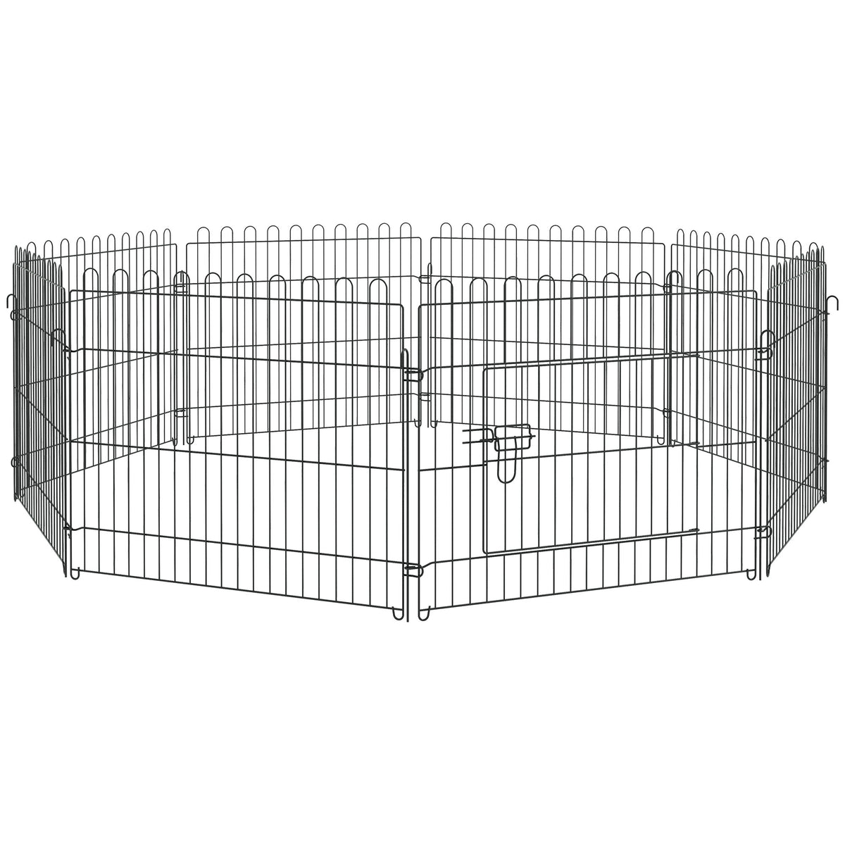 Recinto per Cani e Cuccioli 8 Pannelli in Acciaio, Gabbia per Cani, Box per Animali Domestici da Interno e Esterno, 180x61 cm, Nero