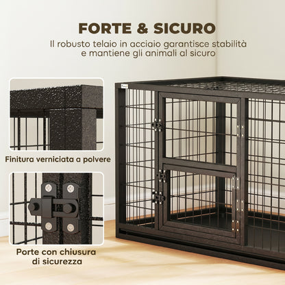 Gabbia per Cani Robusta, 94x60x64 cm, con Vassoio Rimovibile.