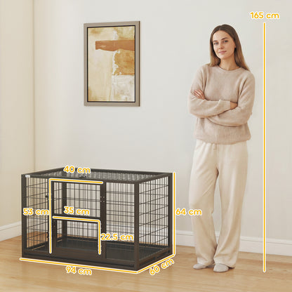 Gabbia per Cani Robusta, 94x60x64 cm, con Vassoio Rimovibile.