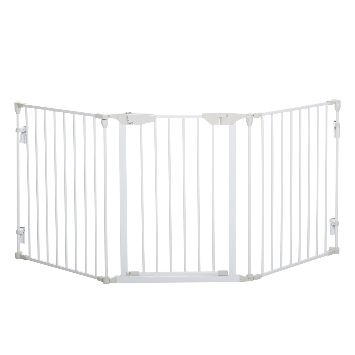 Cancelletto per Cani con Chiusura Automatica e Sistema di Blocco, in Metallo e Plastica, 180x74.5 cm, Bianco