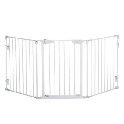 Cancelletto per Cani con Chiusura Automatica e Sistema di Blocco, in Metallo e Plastica, 180x74.5 cm, Bianco