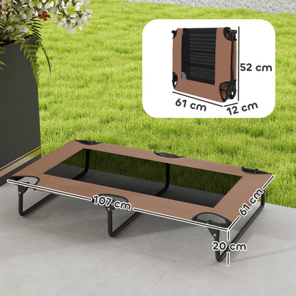 Letto per Cani Grandi Pieghevole con Tessuto a Rete da Interno ed Esterno, 107x61x20 cm, Marrone