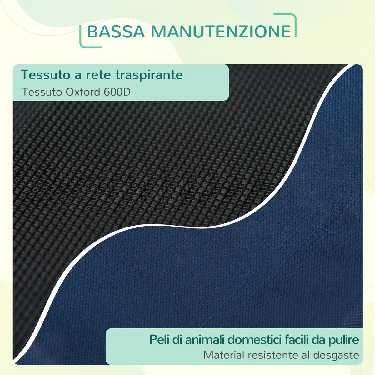 Letto Rialzato per Cani 20 kg max Impermeabile, in Tessuto Oxford e Metallo, 76x61x18 cm, Blu