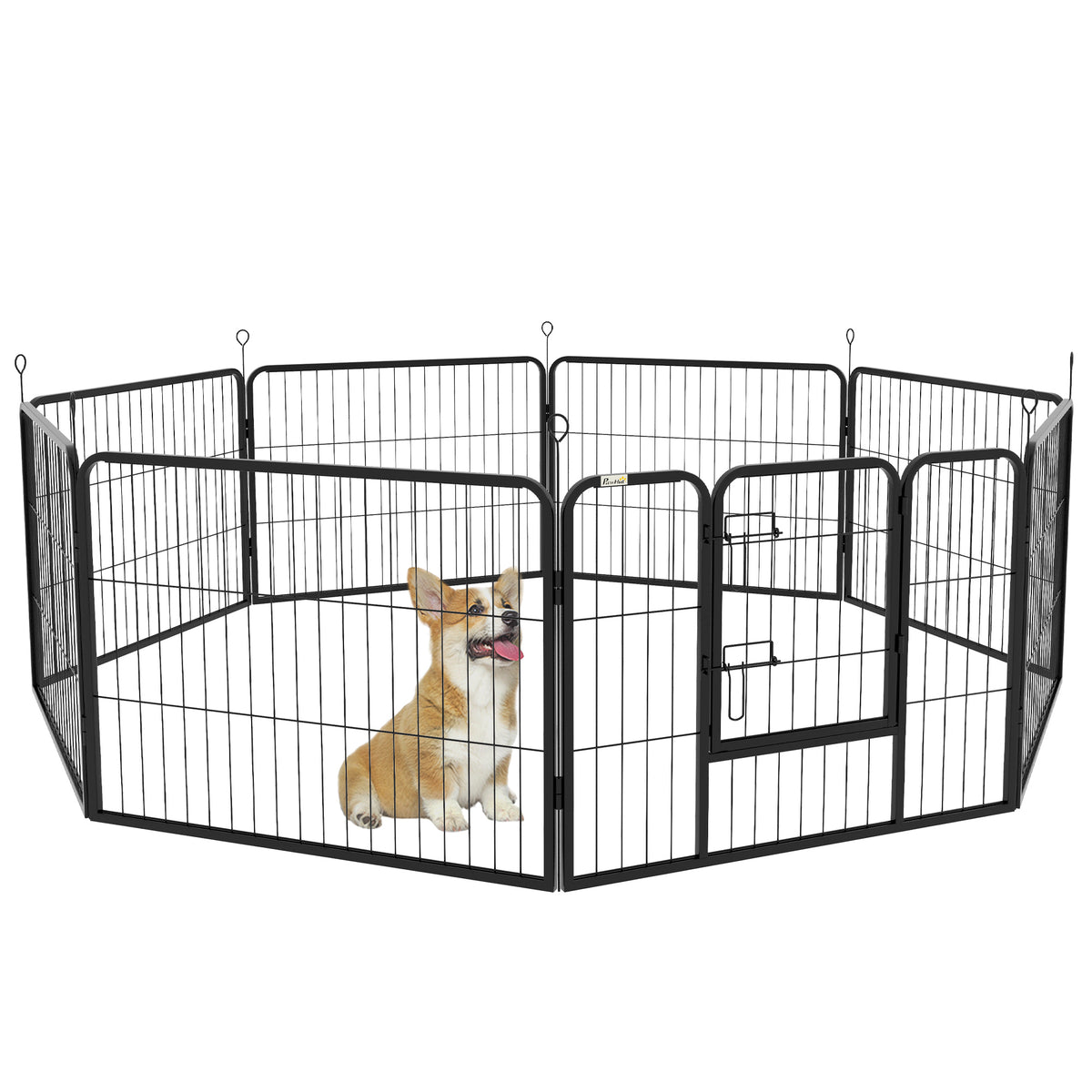 Recinto per Cani a 8 Pezzi Modulabili per Interno ed Esterno, in Acciaio , 80x60 cm, Nero
