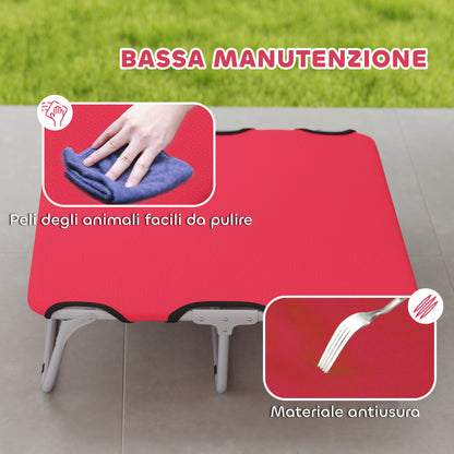 Brandina per Cani Piccoli Pieghevole per Interno ed Esterno, Metallo e Tessuto Oxford, 71x58x20 cm, Rosso