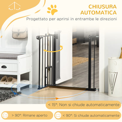 Cancelletto per Cani Estensibile con Fissaggio a Pressione e Chiusura Automatica, 68x76.2 cm, Nero