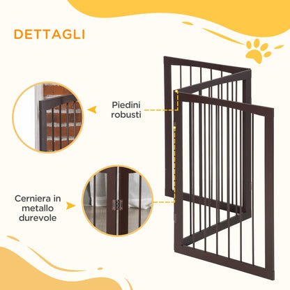 Cancellino Portatile da 3 Sezioni per Cani e Animali Domestici Divisorio di Sicurezza Pieghevole, 160x1.2x76 cm, Marrone