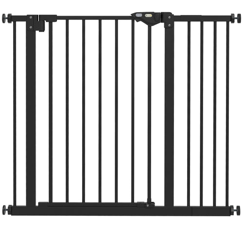 Cancellino per Cani Regolabile con Chiusura Automatica, in Acciaio e Plastica, 74-100x77 cm Nero