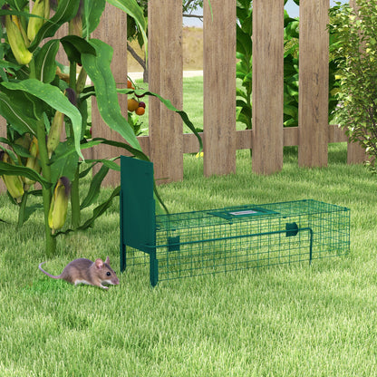 Gabbia Trappola per Animali Piccoli con Una Porta e Maniglia, 80x25x30 cm, Verde Scuro