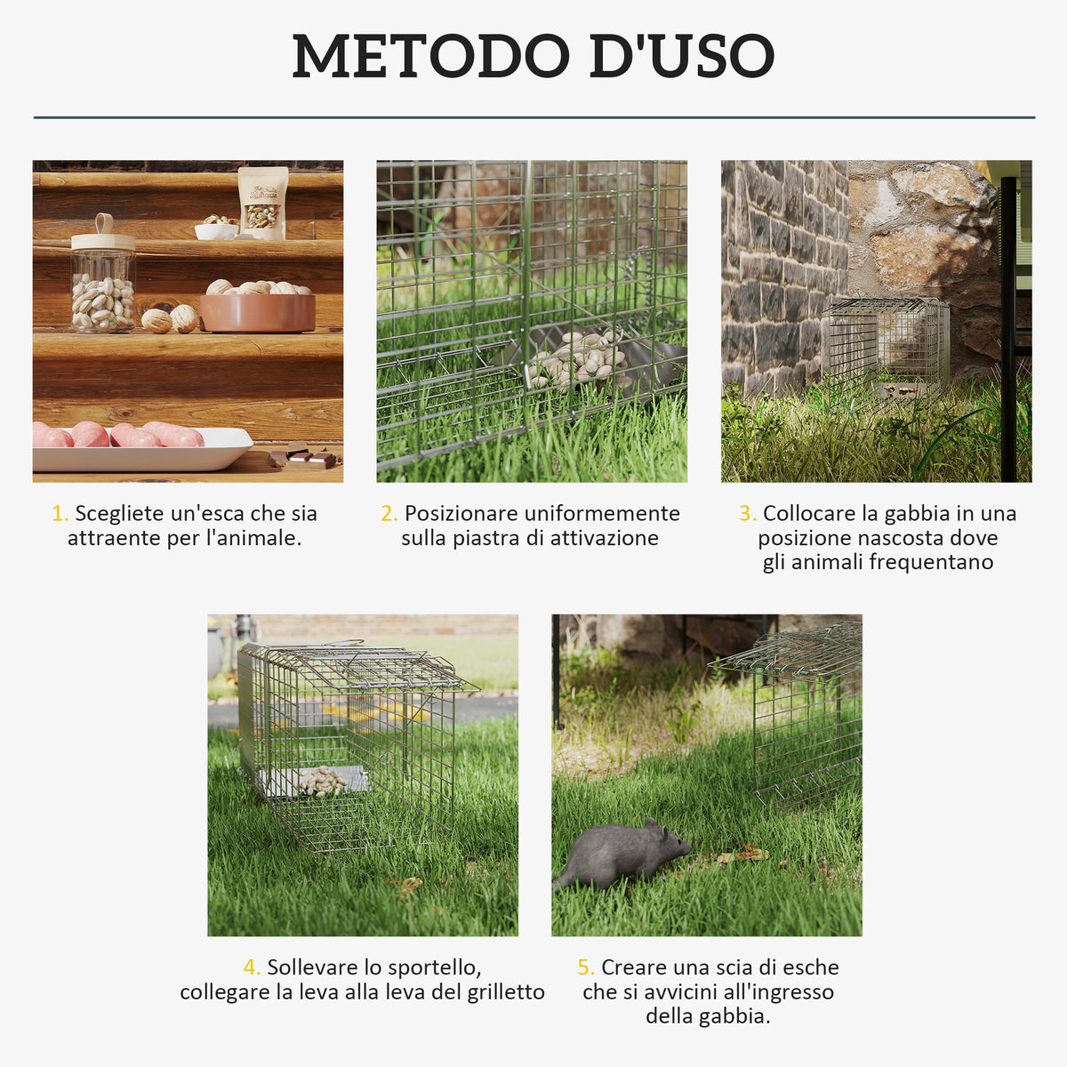 Trappola per Ratti, Topi e Nutrie Pieghevole in Acciaio