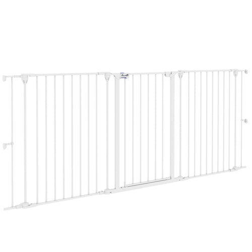 Cancelletto per Cani Taglia Media a 3 Pannelli con Doppio Sistema di Blocco, 206x90cm, Bianco