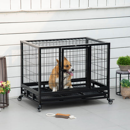 Gabbia Box per Cani Cuccioli da Interno Esterno con Rotelle 926275cm