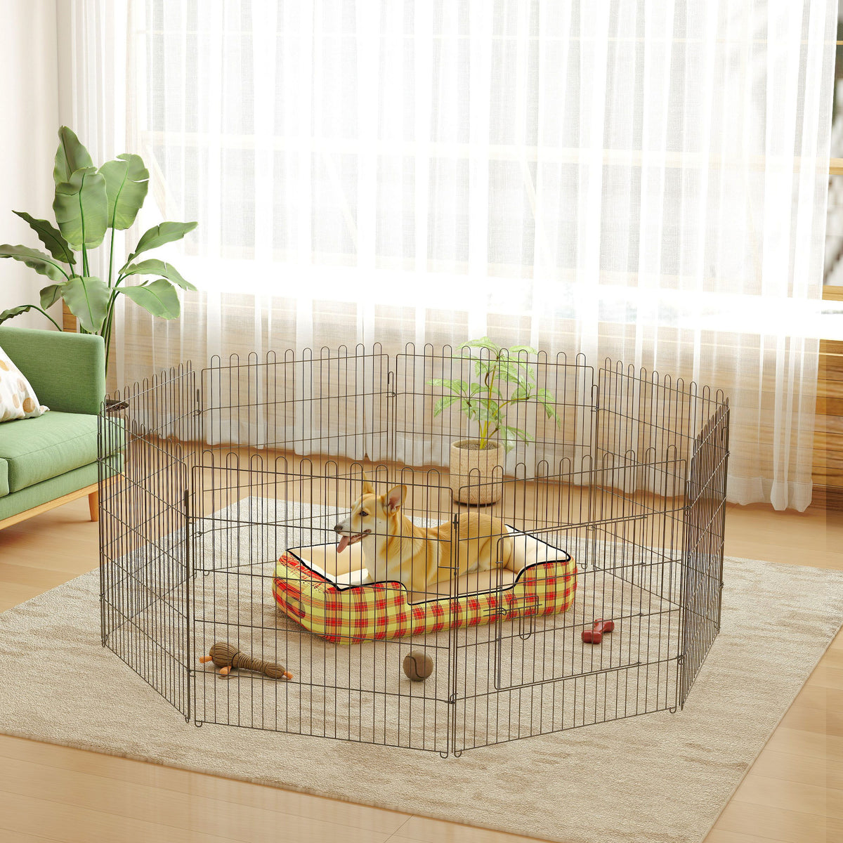 Recinto per Cani e Cuccioli 8 Pannelli in Acciaio, Gabbia per Cani, Box per Animali Domestici da Interno e Esterno, 180x61 cm, Nero
