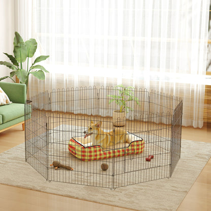 Recinto per Cani e Cuccioli 8 Pannelli in Acciaio, Gabbia per Cani, Box per Animali Domestici da Interno e Esterno, 180x61 cm, Nero