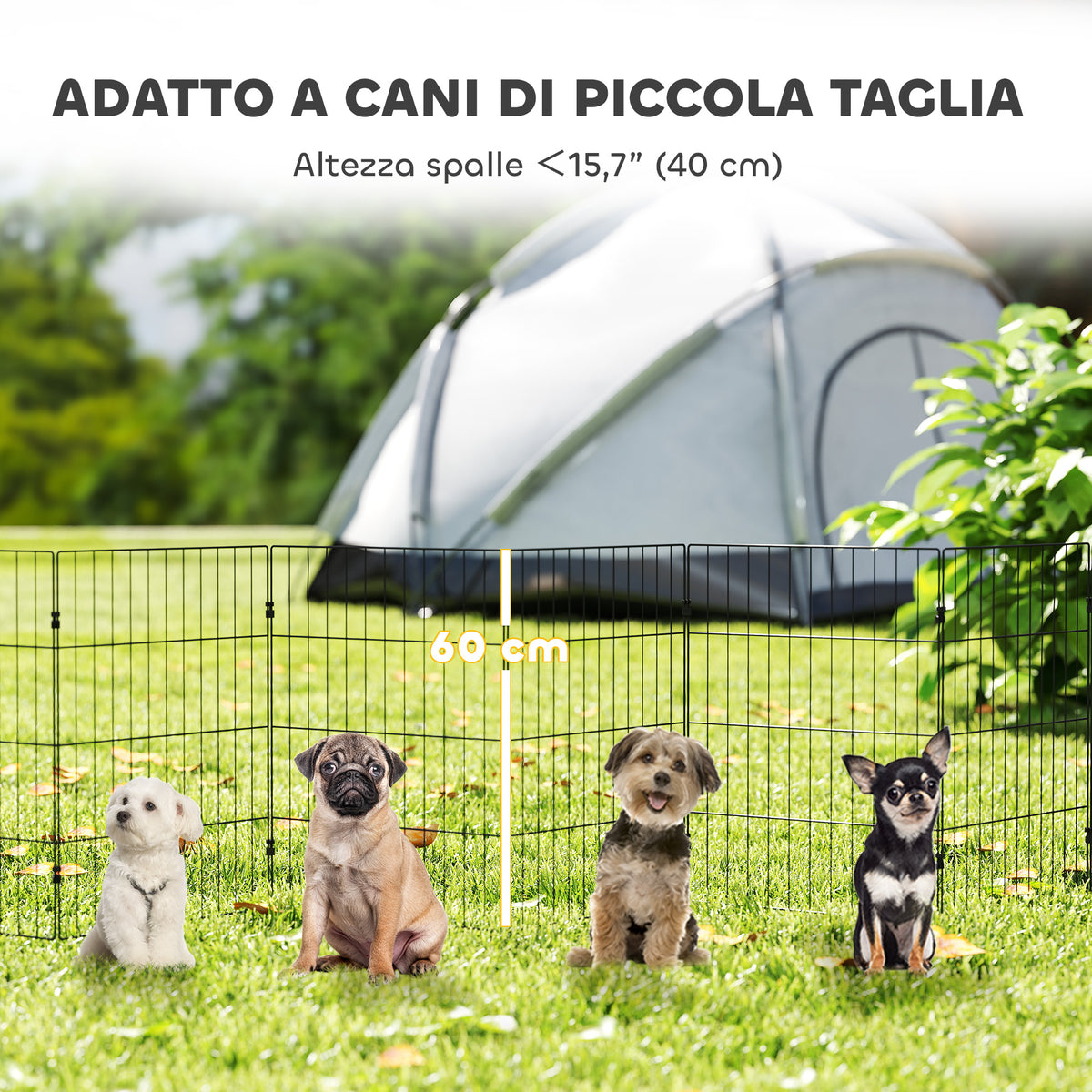 Recinto per Cani Recinto Espandibile Pieghevole, 50x60 cm, Nero