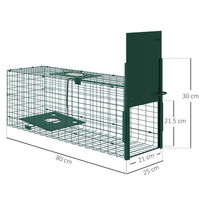 Gabbia Trappola per Animali Piccoli con Una Porta e Maniglia, 80x25x30 cm, Verde Scuro