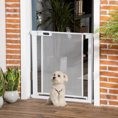 Cancellino per Cani Regolabile con Chiusura Automatica, Acciaio e ABS, 75-82x76 cm, Bianco