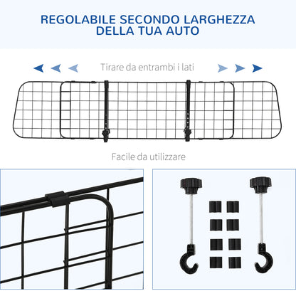 Divisorio Auto per Cani, Barriera Regolabile Universale, 91-152 x 30 cm, Nero