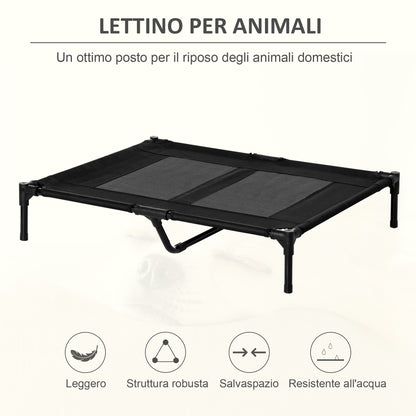 Brandina per Cani Grandi in Metallo e Tessuto Oxford con Borsa di Trasporto, 92x76x18cm, Nero