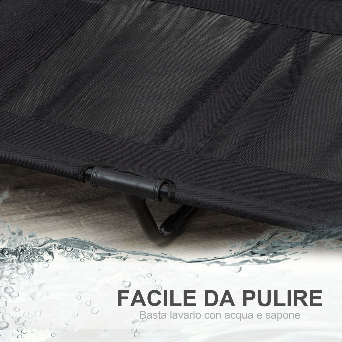 Brandina per Cani Grandi in Metallo e Tessuto Oxford con Borsa di Trasporto, 92x76x18cm, Nero