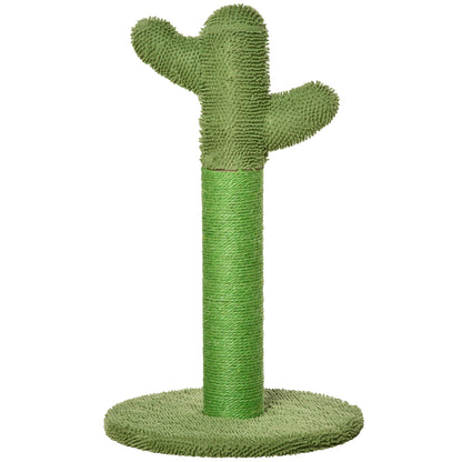 Albero Tiragraffi per Gatti a Forma di Cactus con Corde in Sisal, 40x40x65 cm, Verde