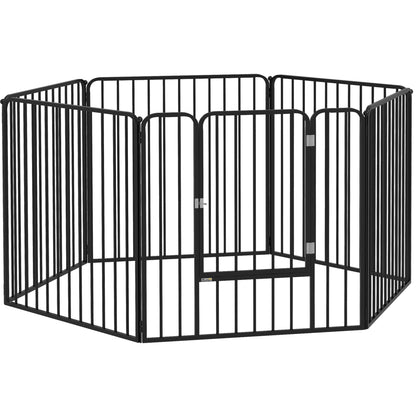 Recinto per Cani a 6 Pannelli Modulabili da Interno ed Esterno, in Acciaio, 164x83x80 cm, Nero