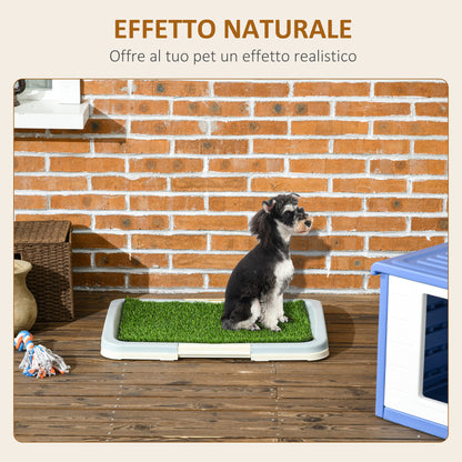 Lettiera per Cani 3 Strati con Prato Sintetico, Griglia e Vassoio Inferiore, 63x48.5cm