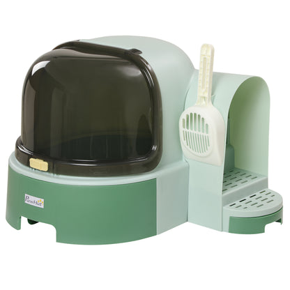 Lettiera per Gatti Chiusa con Coperchio Apribile e Vassoio Estraibile, 52x60x42 cm, Verde