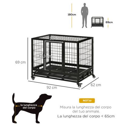 Gabbia Box per Cani Cuccioli da Interno Esterno con Rotelle 926275cm