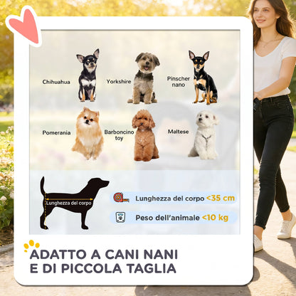 Passeggino per Cani Pieghevole con Catarifrangenti, Ruote Girevoli, Freni e Cuscino Lavabile, Caffè