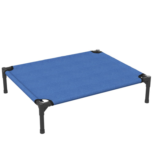 Cuccia Lettino per Cani Rialzato Pieghevole per Interno ed Esterno in Metallo e Tessuto Oxford, 76x61x18 cm, Blu