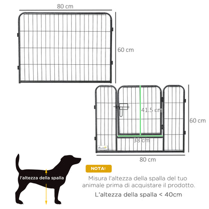 Recinto per Cani e Cuccioli con 12 Pannelli Modulabili e 2 Ingressi, 80x1.5x60cm