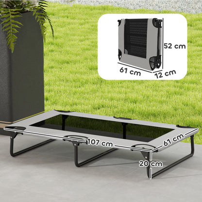 Letto per Cani Grandi Pieghevole con Tessuto a Rete da Interno ed Esterno, 107x61x20 cm, Grigio Chiaro